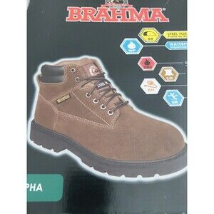 9.5 Mens  Work Boot BRAHMA, Waterproof Sueded, Bravo Brown Leather Steel Toe